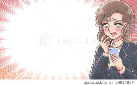 Shojo manga touch 看到語音氣球和智能手機感到驚訝的美少女員工 90024854