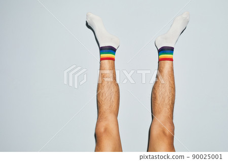 Playful Man in Rainbow Socks Minimal 90025001
