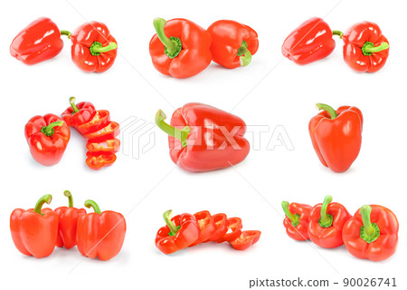 Set of sweet peppers isolated on a white background with clipping path Set of sweet peppers isolated on a white background with clipping path 90026741