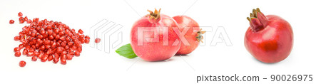 Set of pomegranate isolated on a white background cutout Set of pomegranate isolated on a white background cutout 90026975