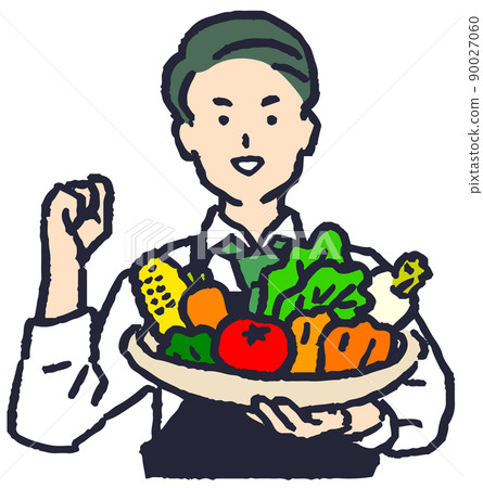 Illustration cut of a man with vegetables Illustration cut of a man with vegetables 90027060