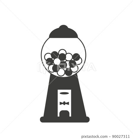 Silhouette flat gumboil machine with candy. Toy for kids with bubblegum. Vector illustration 90027311