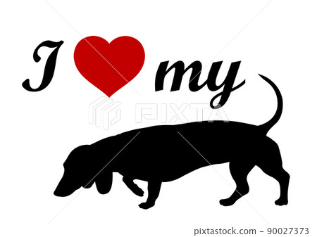 I love my dachshund,  label - vector 90027373