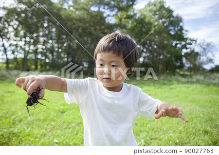 Children collecting insects 90027763