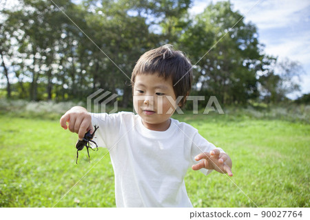 Children collecting insects 90027764