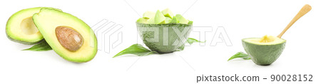 Collage of avocados isolated on a white background 90028152