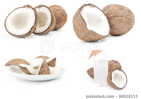 Set of coconut isolated on a white background cutout Set of coconut isolated on a white background cutout 90028153