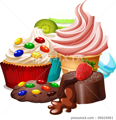 Sweet bakery dessert on white background Sweet bakery dessert on white background 90028981