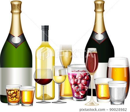 Alcoholic drinks set on white background Alcoholic drinks set on white background 90028982