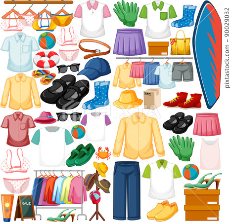 A set of different cloth on white background 90029032