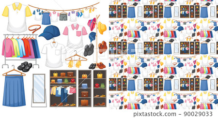 Seamless background design with cloth theme on white background 90029033