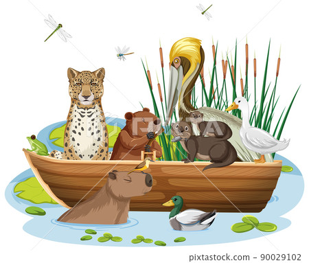 Many animals on the boat Many animals on the boat 90029102