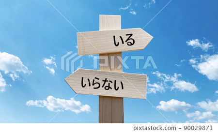 Signpost and blue sky with letters that you don't need to be in the middle 90029871