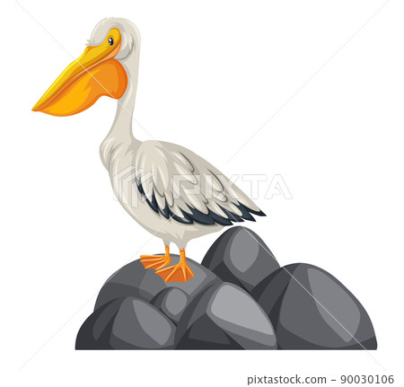 A pelican with nature element on white background 90030106