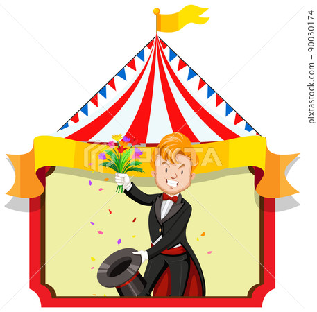 Magician pulling out flowers from magic hat Magician pulling out flowers from magic hat 90030174
