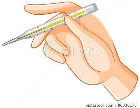 Hand holding thermometer mercury Hand holding thermometer mercury 90030176