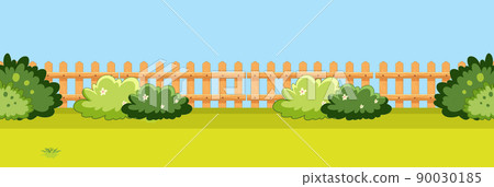 Scene of backyard with a fence Scene of backyard with a fence 90030185