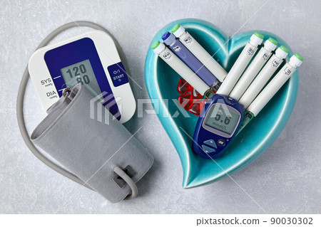 Blood pressure monitor, blood glucose monitor, insulin syringe pens 90030302