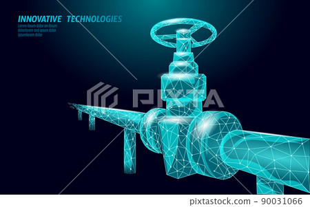 Petroleum gas pipeline low poly business concept. Finance economy polygonal petrochemical production plant. Valve propane pipeline. Ecology solution blue vector illustration Petroleum gas pipeline low poly business concept. Finance economy polygonal petrochemical production plant. Valve propane pipeline. Ecology solution blue vector illustration 90031066