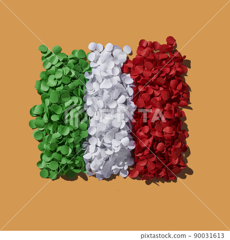 confetti forming the stripes of the flag of Italy confetti forming the stripes of the flag of Italy 90031613