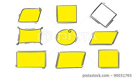 A set of abstract painted frames of different shapes. Rhombus, rectangle, square and circle. 90031765