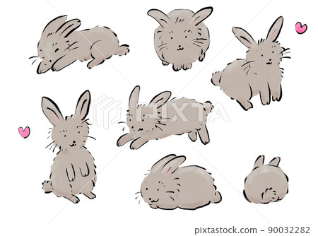 Hand drawn rabbit set - Stock Illustration [90032282] - PIXTA