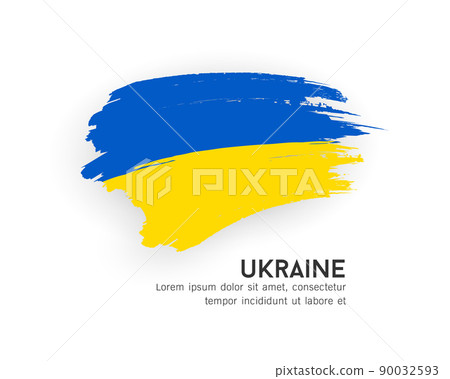 Flag of Ukraine, brush stroke design isolated on white background 90032593