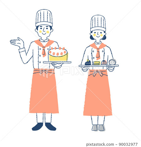 Men and women of a pastry shop Men and women of a pastry shop 90032977