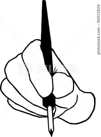 Vector illustration of a hand holding a round pen Vector illustration of a hand holding a round pen 90033829