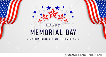happy memorial day with sparkling stars backgrounds for website banner, poster corporate, sign business, social media posts, advertising agency, wallpaper, backdrop, ads campaign, landing page, header 90034209