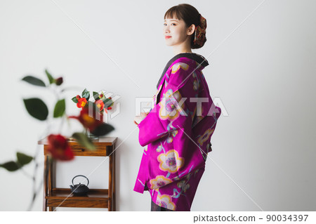 Kimono Tsumugi Meisen Antique Haori 90034397