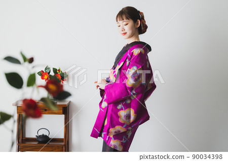 Kimono Tsumugi Meisen Antique Haori 90034398