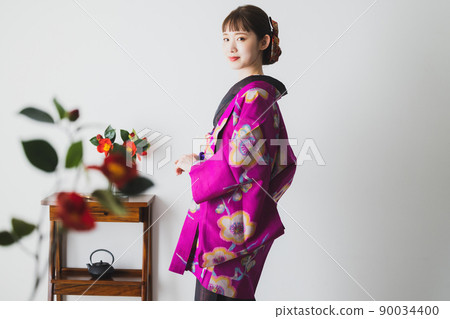 Kimono Tsumugi Meisen Antique Haori 90034400