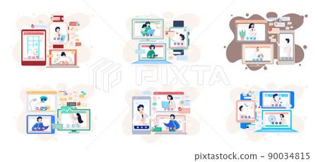 Online doctor conference, consultation via your smartphone. Concept for medical app and websites Online doctor conference, consultation via your smartphone. Concept for medical app and websites 90034815