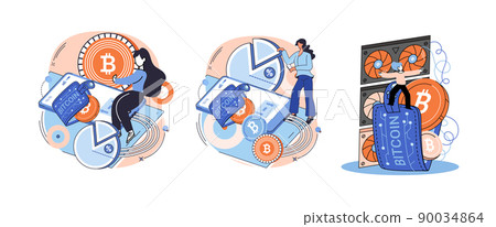 Cryptocurrency bitcoin mining metaphor, Blockchain technology. Cyber banking exchange procedures Cryptocurrency bitcoin mining metaphor, Blockchain technology. Cyber banking exchange procedures 90034864