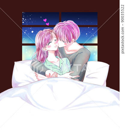 穿著睡衣調情的男女 穿著睡衣調情的男女 90035522