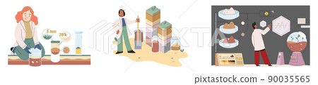 Soil analysis and earth pollution or structure control. Scientist measuring ground levels status metaphor Soil analysis and earth pollution or structure control. Scientist measuring ground levels status metaphor 90035565