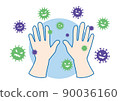 Illustration of a hand with a virus 90036160