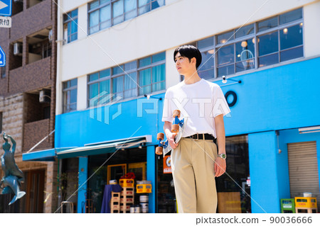 Fashionable skater portrait street fashion Fashionable skater portrait street fashion 90036666