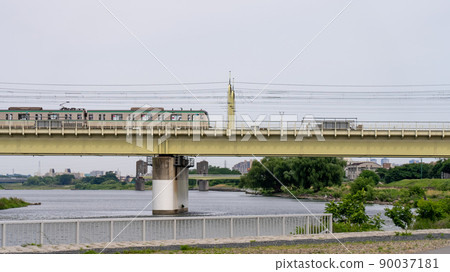Train crossing the Tama River Train crossing the Tama River 90037181