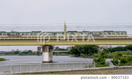 Train crossing the Tama River Train crossing the Tama River 90037183