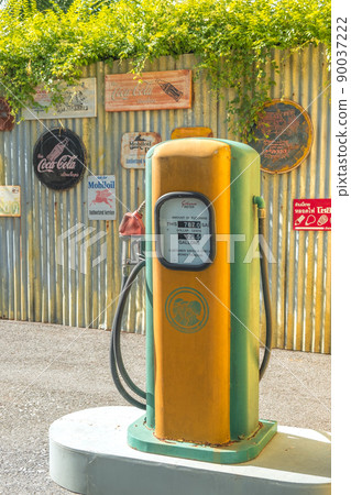gas station pumps. Old Vintage technology Fuel Dispenser fossil fuel energy for car vehicle transportation. gas station pumps. Old Vintage technology Fuel Dispenser fossil fuel energy for car vehicle transportation. 90037222