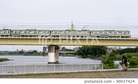 Train crossing the Tama River Train crossing the Tama River 90037424