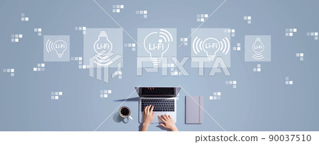 LiFi theme with person working with laptop 90037510