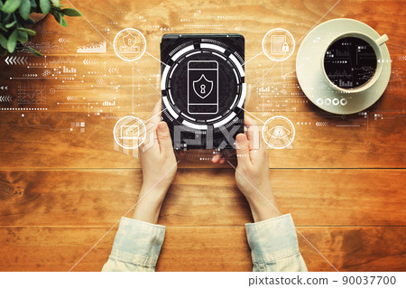 Data Privacy concept with a person holding a tablet 90037700