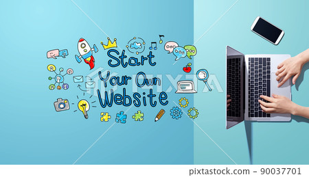 Start your own website with person working with laptop 90037701