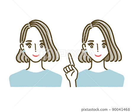 一個女人微笑著用手指指著的插圖 一個女人微笑著用手指指著的插圖 90041468