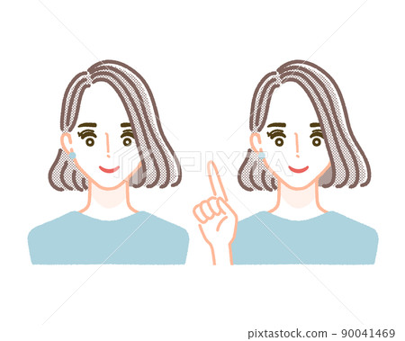 一個女人微笑著用手指指著的插圖 一個女人微笑著用手指指著的插圖 90041469