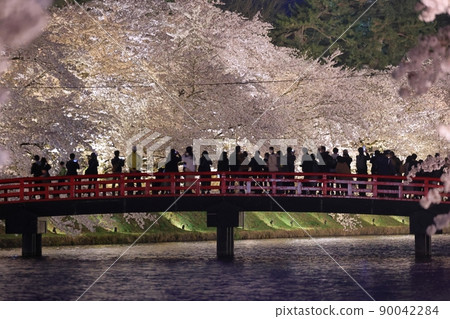 盛開的櫻花和春陽橋（弘前櫻花節） 90042284