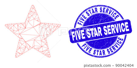 Blue Grunge Five Star Service Stamp Seal and Web Mesh Star Blue Grunge Five Star Service Stamp Seal and Web Mesh Star 90042404